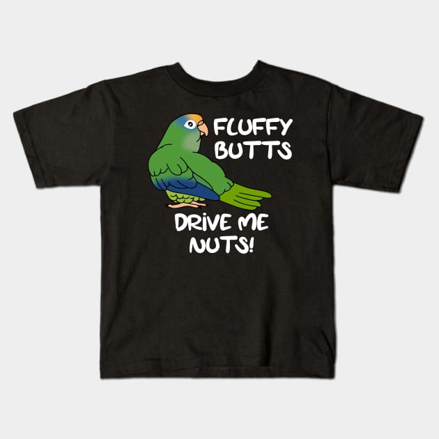 fluffy butts drive me nuts peach fronted conure Kids T-Shirt by FandomizedRose